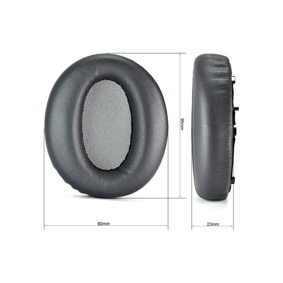 Náhradní Náušníky pro Edifier W820NB, Paměťová pěna + PU kůže, Černé, 1 pár
