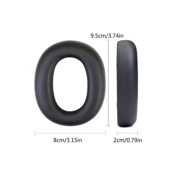 Náhradní Náušníky pro Edifier W860NB Pro, WH950NB, Paměťová pěna + Kůže, Černé, 1 pár