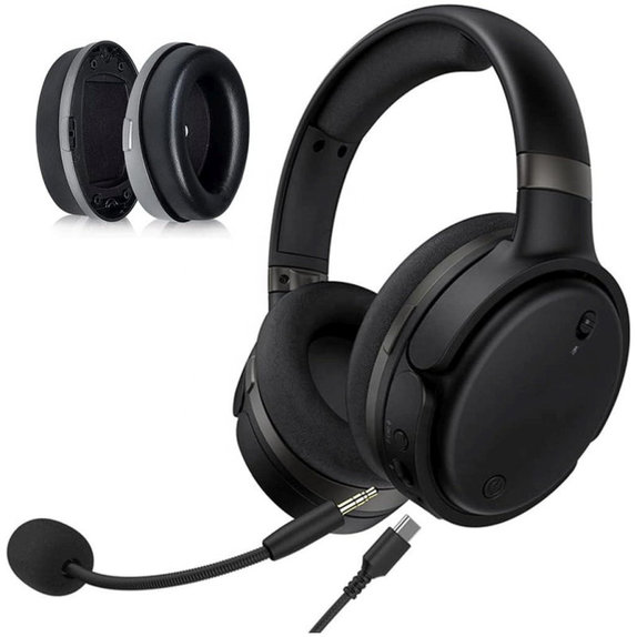 Náhradní Náušníky pro Kingston HyperX Cloud Orbit S, Paměťová pěna + PU kůže, Černé, 1 pár
