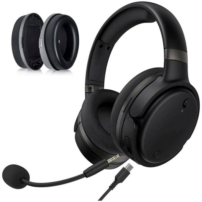 Náhradní Náušníky pro Kingston HyperX Cloud Orbit S, Paměťová pěna + PU kůže, Černé, 1 pár