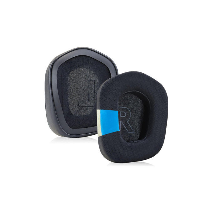 Náhradní Náušníky pro Logitech G733, Paměťová pěna + Textil + Kůže, Černé, Chladivý gel, 1 pár