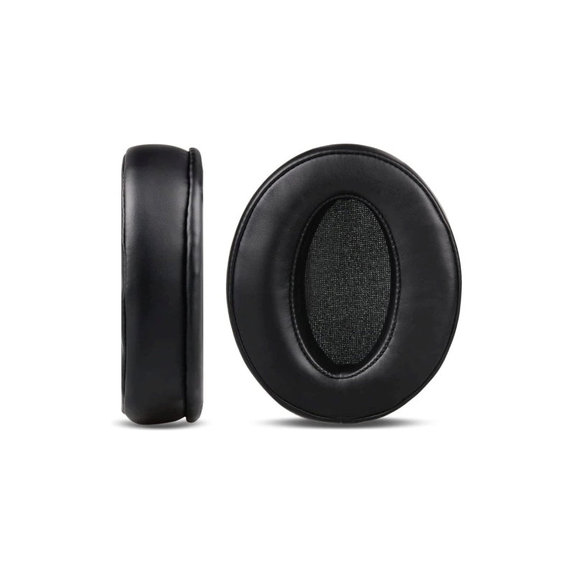Náhradní Náušníky pro Sennheiser HD4.50, HD450, Paměťová pěna + Kůže, Černé, 1 pár
