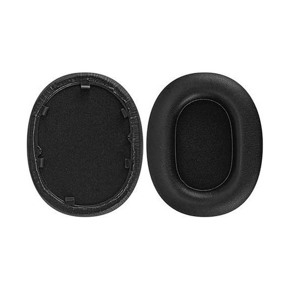 Náhradní Náušníky pro Sony WH-1000XM5, Paměťová pěna + Kůže, Černé, 1 pár