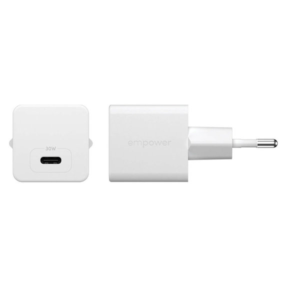 Cestovní adaptér Grand Prix USB-C, GaN, 30 W PD, stříbrnobílý, empower