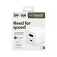 Cestovní adaptér Grand Prix USB-C/USB-A, GaN, 35 W PD, stříbrnobílý, empower