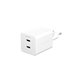 Cestovní adaptér Grand Prix 2x USB-C, GaN, 45 W PD, Stříbrnobílá, empower