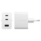Cestovní adaptér Grand Prix 2x USB-C/USB-A, GaN, 70 W PD, Stříbrnobílá, empower