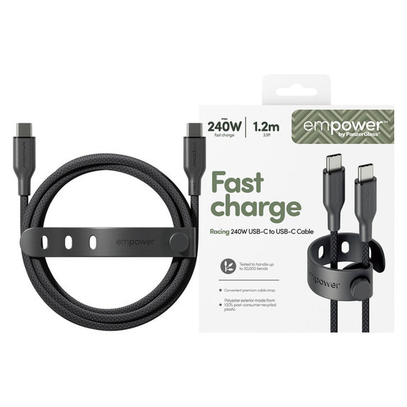 Kabel USB-C, 240 W, Racing, 1, 2 m, Space Black, empower