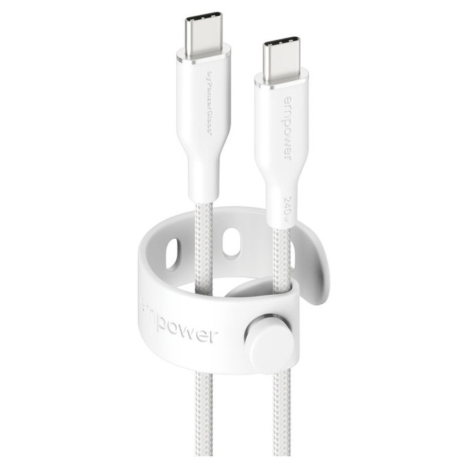 Kabel USB-C, 240 W, Racing, 1,2 m, stříbrnobílý, empower
