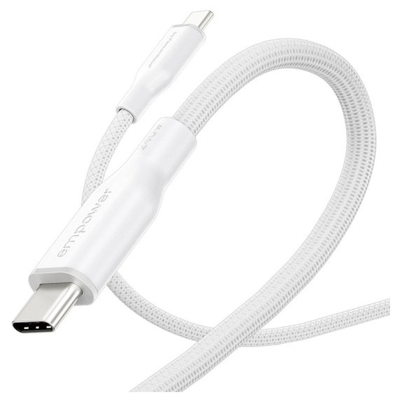 Kabel USB-C, 240 W, Racing, 1,2 m, stříbrnobílý, empower