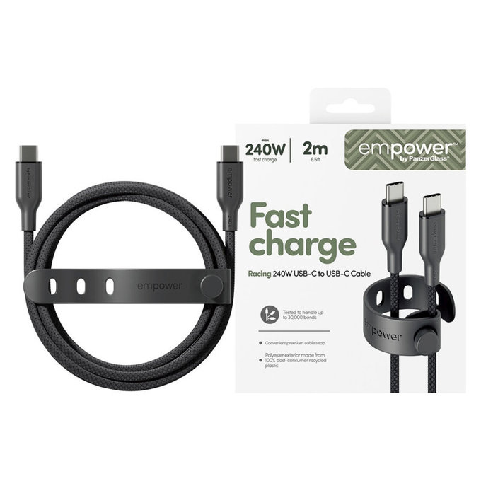Kabel USB-C, 240 W, Racing, 2 m, Space Black, empower