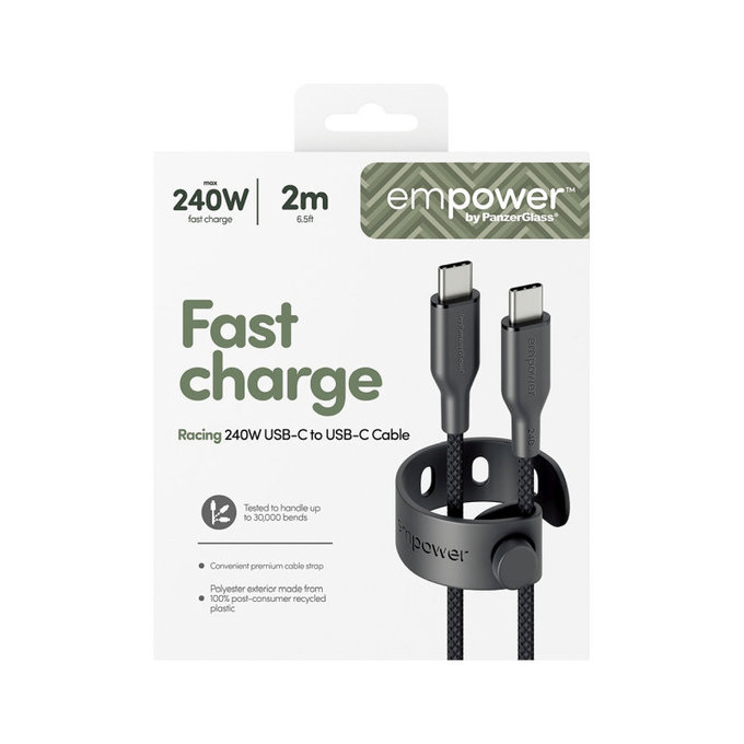 Kabel USB-C, 240 W, Racing, 2 m, Space Black, empower