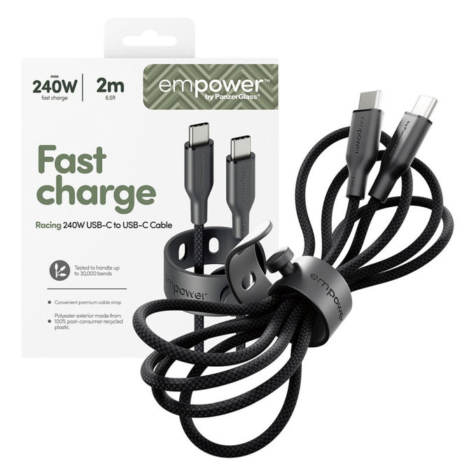Kabel USB-C, 240 W, Racing, 2 m, Space Black, empower