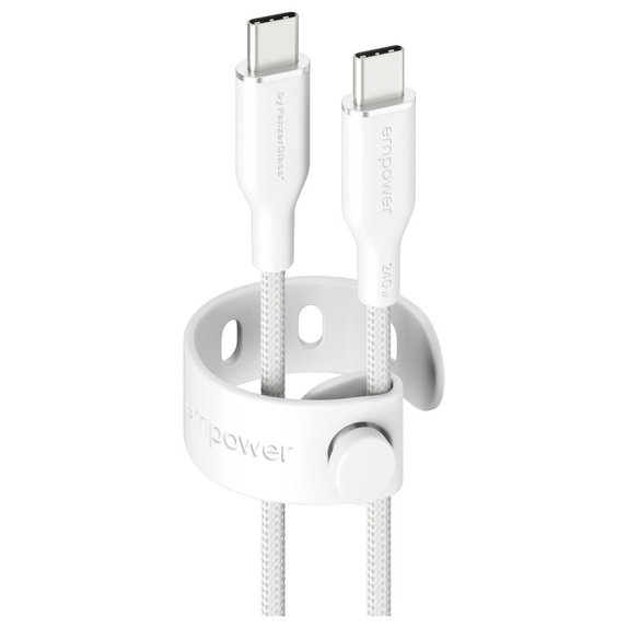 Kabel USB-C, 240 W, Racing, 2 m, Stříbrnobílá, empower