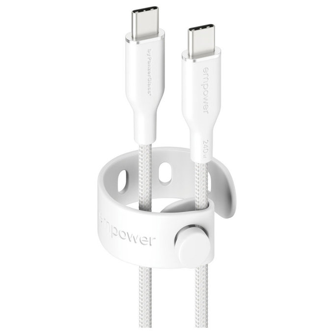 Kabel USB-C, 240 W, Racing, 2 m, Stříbrnobílá, empower