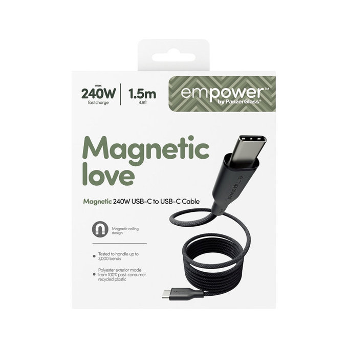 Kabel USB-C, 240 W, Magnetic, 1, 5 m, Space Black, empower