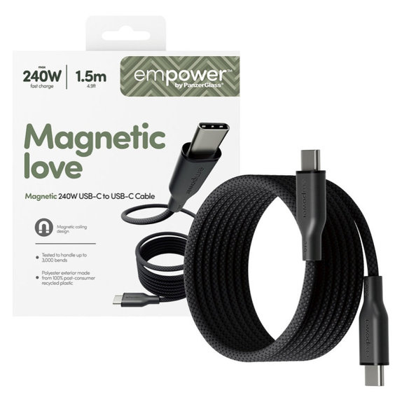 Kabel USB-C, 240 W, Magnetic, 1, 5 m, Space Black, empower