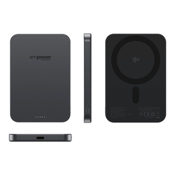 Bezdrátová PowerBank 5000 mAh, 20 W, kompatibilní s MagSafe, Qi2/USB-C, Space Black, empower