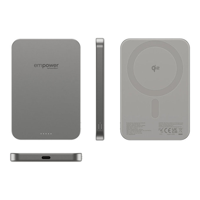 Bezdrátová PowerBank 5000 mAh, 20 W, kompatibilní s MagSafe, Qi2/USB-C, titánová, empower