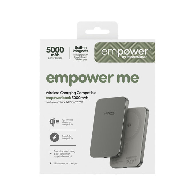 Bezdrátová PowerBank 5000 mAh, 20 W, kompatibilní s MagSafe, Qi2/USB-C, titánová, empower
