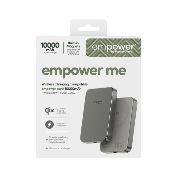 Bezdrátová PowerBank 10000 mAh, 20 W, kompatibilní s MagSafe, Qi2/USB-C, titánová, empower