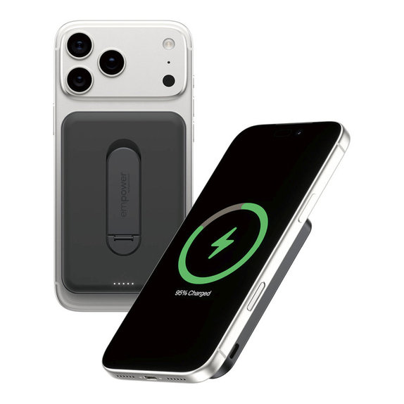Bezdrátová PowerBank 5000 mAh s otočným stojánkem, 20 W, kompatibilní s MagSafe, Qi2/USB-C, Space Black, empower
