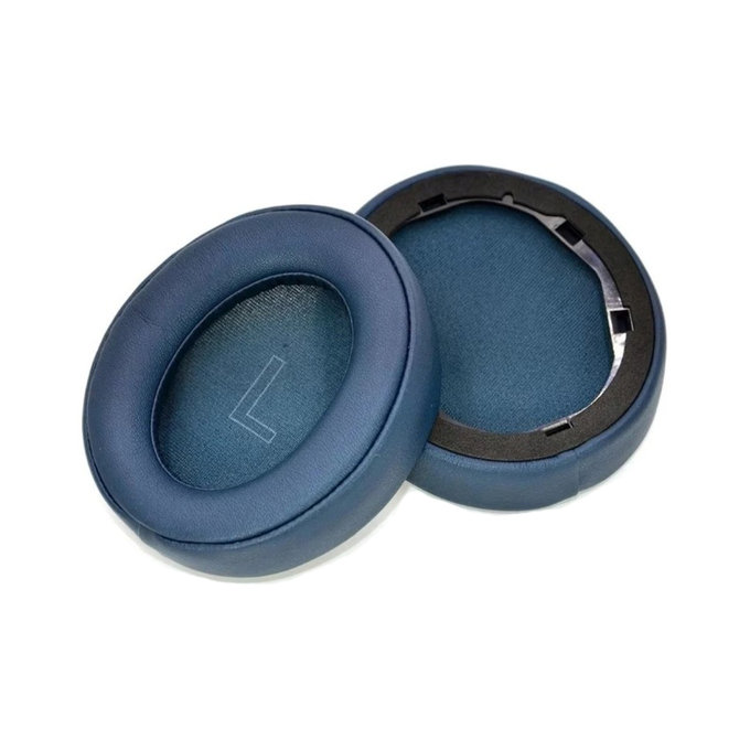 Náhradní Náušníky pro Anker Soundcore Life Q30, Q35, Paměťová pěna + PU kůže, Modré (Prošívané), 1 pár
