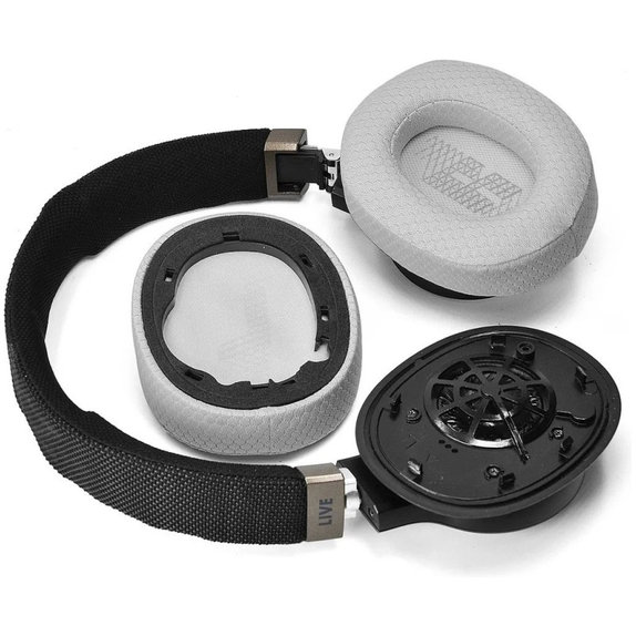 Náhradní Náušníky pro JBL Live 650BTNC, 660NC, E65BTNC, Duet NC, Paměťová pěna + Textil, Šedé, 1 pár