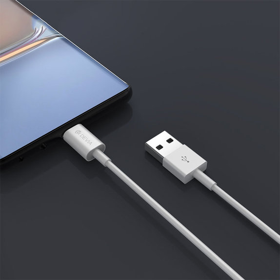 USB / USB-C kabel Smart, 2.1A, 2m, bílá, Devia