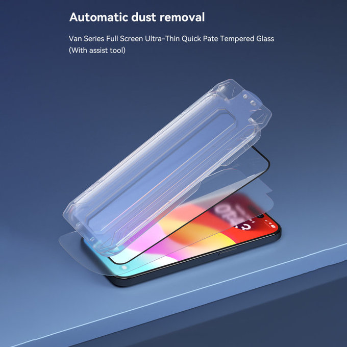 Tvrzené sklo FullCover s aplikátorem pro iPhone 15 Pro, Devia