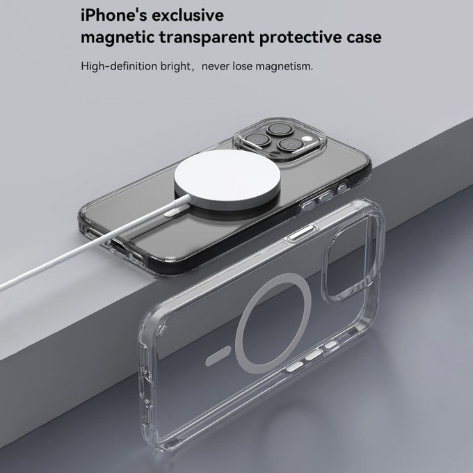 Pouzdro Elemental s MagSafe pro iPhone 15, Transparentní, Devia