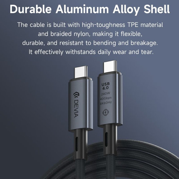 USB-C / USB-C kabel Extreme Speed, 240W, 8K 60Hz, 1m, černá, Devia