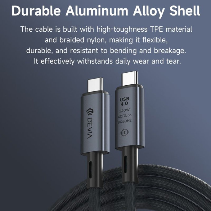 USB-C / USB-C kabel Extreme Speed, 240W, 8K 60Hz, 1m, černá, Devia