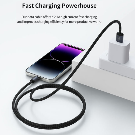 Lightning / USB kabel Gracious, 2,4A, 2m, černá, Devia