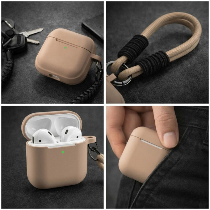 Silikonové pouzdro pro AirPods 1 a 2, Sand Beige