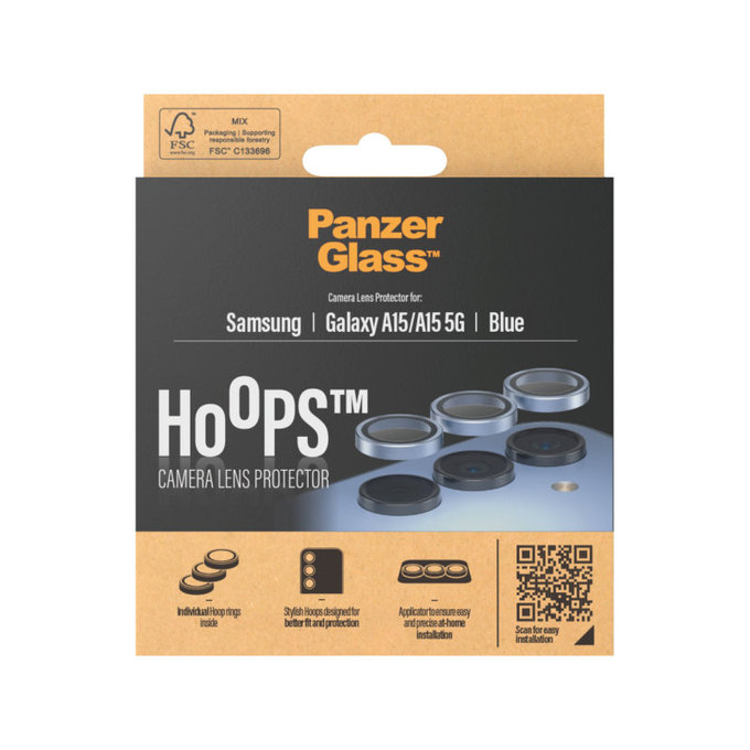 Ochranný kryt objektivu Hoops pro Samsung A15/A15 5G, Modrá, PanzerGlass