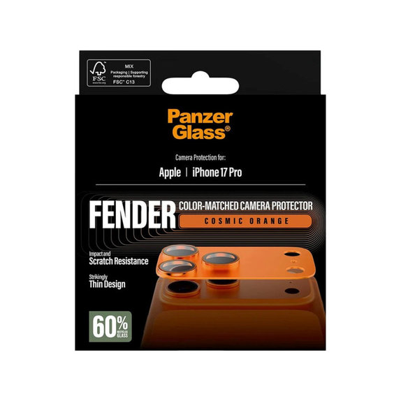Ochranný kryt objektivu Fender pro iPhone 17 Pro, Oranžová, PanzerGlass