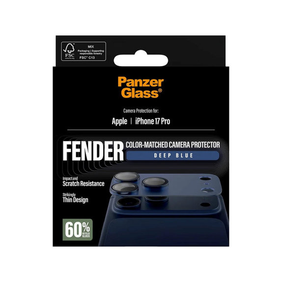 Ochranný kryt objektivu Fender pro iPhone 17 Pro, Modrá, PanzerGlass