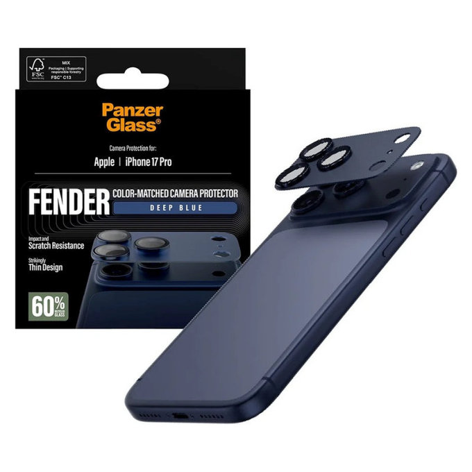Ochranný kryt objektivu Fender pro iPhone 17 Pro, Modrá, PanzerGlass