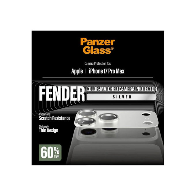 Ochranný kryt objektivu Fender pro iPhone 17 Pro Max, Stříbrná, PanzerGlass