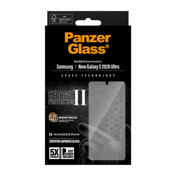 Tvrzené sklo UWF Ceramic II s aplikátorem pro Samsung S26 Ultra, Čirá, PanzerGlass