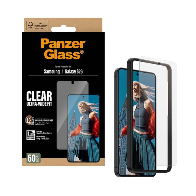 PanzerGlass - Tvrzené sklo UWF s aplikátorem pro Samsung Galaxy S26, čiré