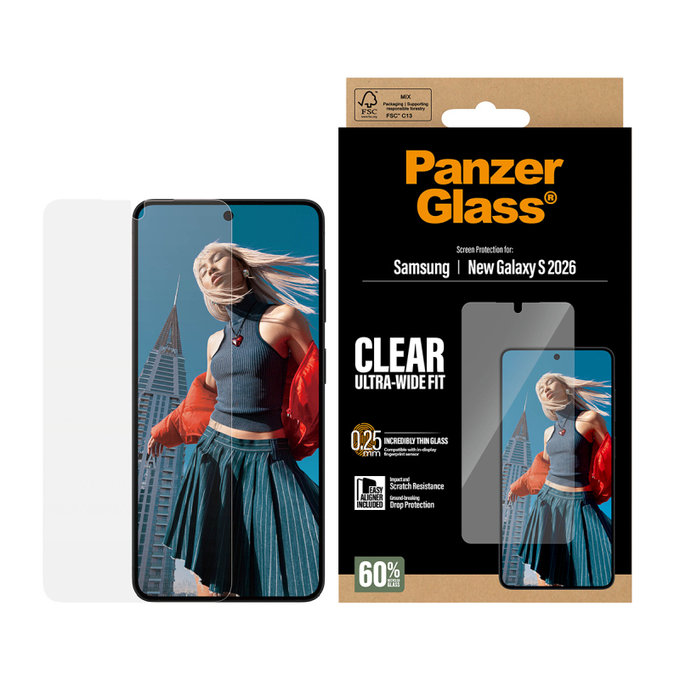 PanzerGlass - Tvrzené sklo UWF s aplikátorem pro Samsung Galaxy S26, čiré