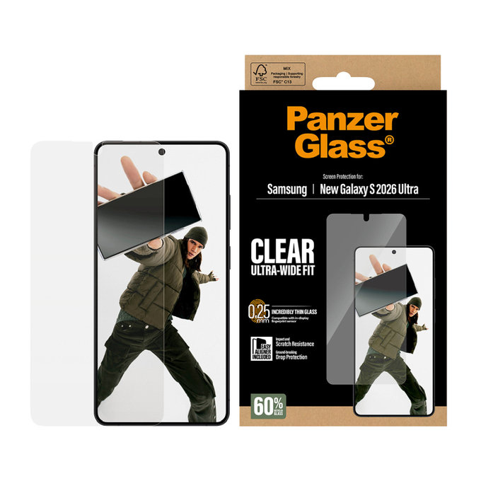 Tvrzené sklo UWF s aplikátorem pro Samsung S26 Ultra, Čirá, PanzerGlass