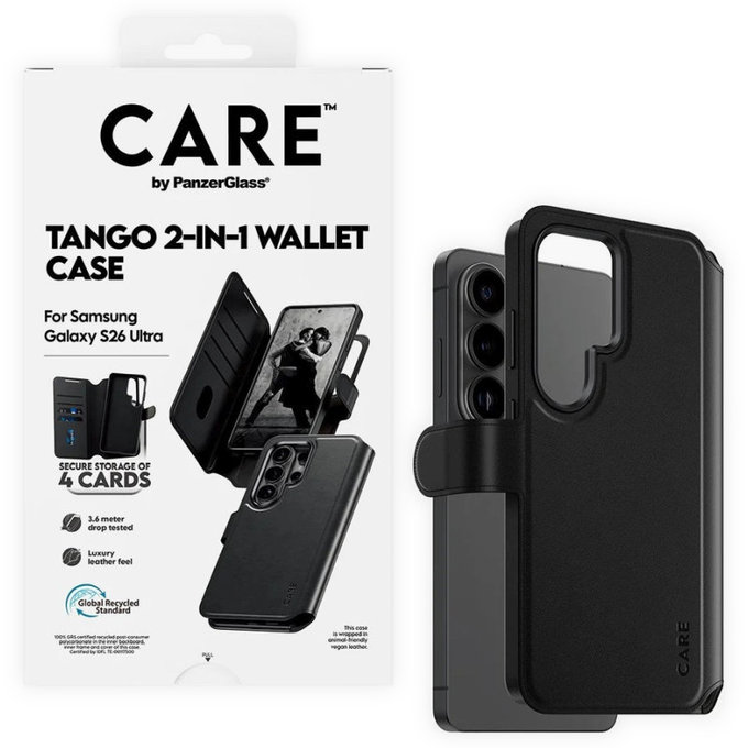 Pouzdro Wallet Tango Two-In-One s QI pro Samsung S26 Ultra, černá, CARE