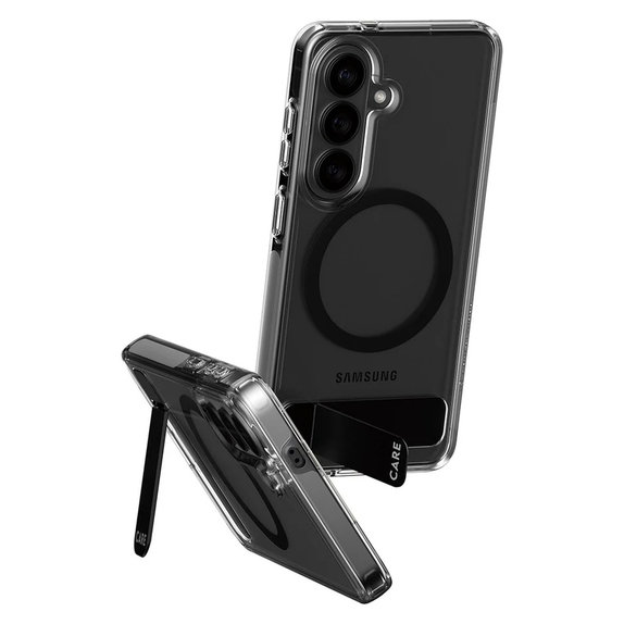 Pouzdro Kickstand s černým QI pro Samsung Galaxy S26, Transparentní, PanzerGlass