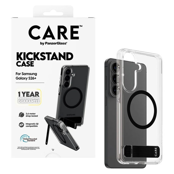 Pouzdro Kickstand s černým QI pro Samsung Galaxy S26+, Černá, PanzerGlass