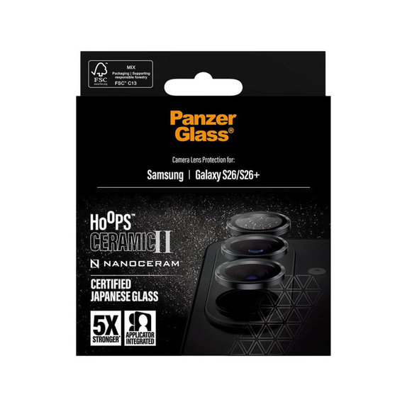 Ochranný kryt objektivu Hoops Ceramic II pro Samsung S26/S26+, Černá, PanzerGlass