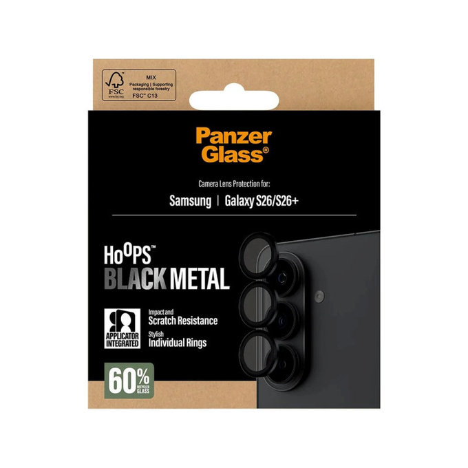 Ochranný kryt objektivu Hoops pro Samsung S26/S26+, Černá, PanzerGlass