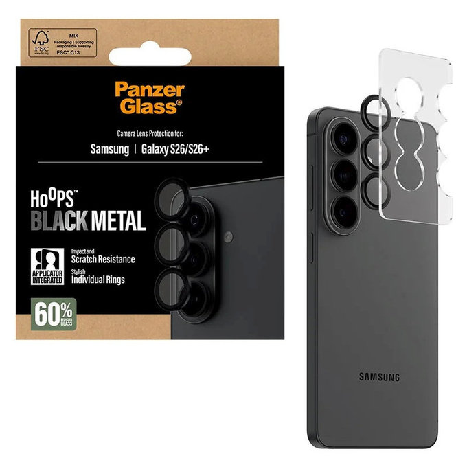 Ochranný kryt objektivu Hoops pro Samsung S26/S26+, Černá, PanzerGlass